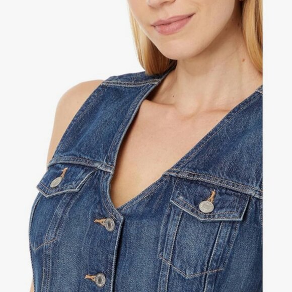Levis Bella Denim Corset Vest Slim Fit Dark Side Scrape Size XL NWT - Picture 6 of 11